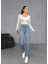 Kadın Mavi Yüksek Bel Kot Pantolon - Mom Fit Jean 1