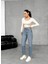 Kadın Mavi Yüksek Bel Kot Pantolon - Mom Fit Jean 2