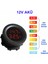 Yuvarlak Voltmetre Termometre 12V 24V Panel Tip Montaj Dijital Kırmızı Renk LED Sıcaklık Isı Voltaj 3