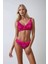 Kalın Kemarlı Çıkartılabilir Soft Kaplı Telli Rapıda Pembe Desenli Toparlayıcı Bikini Takımı 1