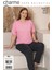Charme Kadın Büyük Beden Bisiklet Yaka Milan Likralı Kısa Kol Pijama Takımı K601/247 - 1 Adet 3