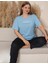 Charme Kadın Büyük Beden Bisiklet Yaka Milan Likralı Kısa Kol Pijama Takımı K601/249 - 1 Adet 1