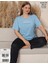 Charme Kadın Büyük Beden Bisiklet Yaka Milan Likralı Kısa Kol Pijama Takımı K601/249 - 1 Adet 2