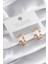 Pirinç Gold Renk Arpa Zirkon Taşlı Halka Model Kadın Küpe - TJ-BKP8344 1