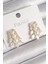 Pirinç Gold Renk Zirkon Taşlı Yaprak Model Inci Detay Kadın Küpe - TJ-BKP9800 1