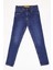 Erkek Çocuk Mavi Dar Paça Skiny Fit Jean Likralı Pantolon Beli Ayarlanabilir Lastikli Düğmeli LX320L 1