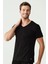 - Erkek Battal Siyah 2 li V Yaka T-Shirt 2