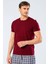 Erkek Bisiklet Yaka Likralı T-shirt Bordo 2