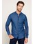 Slim Fit Dar Kesim Hakim Yaka Lacivert Erkek Gömlek 1
