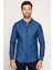 Slim Fit Dar Kesim Hakim Yaka Lacivert Erkek Gömlek 2