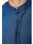 Slim Fit Dar Kesim Hakim Yaka Lacivert Erkek Gömlek 4