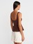 21063 Kalın Askılı Peplum Top-Açık Kahve 2