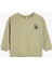 Ayıcık Baskılı Uzun Kollu Bisiklet Yaka Pamuklu Şardonlu Sweatshirt 1