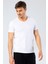 Erkek V Yaka Likralı T-shirt Beyaz 4