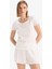 Regular Fit Pijama Takımı Kısa Kollu pijama Üstü Esnek Belli Şort Pijama Altı-Fall in Love E4335AX25SP 4
