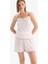 Regular Fit Pijama Takımı Desenli Askılı Üst Esnek Belli Şort-Fall in Love F5774AX25SM 5