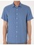 Erkek Mavi %100 Keten Regular Fit Kısa Kollu Gömlek 50305680-VR036 6