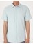 Erkek Su Yeşili %100 Keten Regular Fit Kısa Kollu Gömlek 50305680-VR115 6