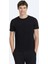 Siyah Düz Bisiklet Yaka %100 Pamuk T-Shirt 1