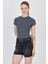Antrasit Bisiklet Yaka Viskoz/yumuşak Kumaş Slim Fit Tişört 1468 3