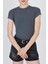 Antrasit Bisiklet Yaka Viskoz/yumuşak Kumaş Slim Fit Tişört 1468 4