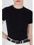 Siyah Bisiklet Yaka Viskoz/yumuşak Kumaş Slim Fit Tişört 1468 4