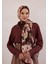 Vıntage Rose Desen Rami Şal Bordo 1