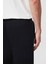 Ds Damat Slim Fit Siyah Beli Lastikli Kordon Detaylı Rahat Pamuklu Örme Şort 3HC13ORT21021 4