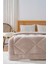Bej Kareli Çift Kişilik Çift Taraflı Lüx Wellsoft Yorgan Seti 195x215 cm 1