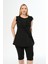 Aquaviva Kadın Siyah Büyük Beden Önü Volanlı Taytlı Tankinii 1