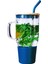 Bambu Kapaklı Paslanmaz Çelik Pipetli Renkli Silikon Başlıklı Cam Big Mug Bardak Kupa Termos 1 L 1