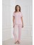 Kadın Yıldız Desenli Bisiklet Yaka Pijama Takım | Pembe 80601-1237 1