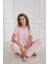 Kadın Yıldız Desenli Bisiklet Yaka Pijama Takım | Pembe 80601-1237 2
