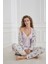 Kadın Çiçek Desenli Ip Askılı Sabahlıklı 3'lü Pijama Takım | Lila 30201-954 2