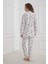 Kadın Çiçek Desenli Ip Askılı Sabahlıklı 3'lü Pijama Takım | Lila 30201-954 3