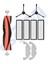 Dreame D10 Plus – D10S Plus – D10 Plus Gen 2 Uyumlu 1 Ana Fırça 2 Yan Fırça 4 Filtre 2 Mop 1