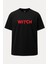 Oversize Witch Kırmızı Cadılar Bayramı Baskılı Tişört 1