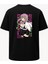 Oversize Mitsuri Pembe Demon Slayer Baskılı Unisex Tişört Siyah 1