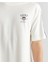 Erkek Krem Relaxed Fit Bisiklet Yaka Logolu T-Shirt 2325140T.113 5