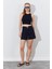 Kadın Siyah Beli Kendinden Kemerli Gabardin Şort 1