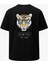 Oversize Exotic Gözlüklü Kaplan Baskılı Unisex Tişört Siyah 1