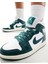 Air Jordan 1 Mid Leather Sneaker Hakiki Deri Bilekli Günlük Spor Ayakkabı Beyaz Yeşil 1