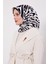 Beyaz Leopar Desen Twill İpek Eşarp 1