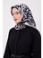 Siyah-Beyaz Leopar Desen Twill İpek Eşarp 1