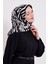 Siyah-Beyaz Leopar Desen Twill İpek Eşarp 2