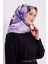 Lila Menekşe Desen Twill Ipek Eşarp 1