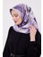Lila Menekşe Desen Twill Ipek Eşarp 2