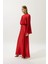 Adele Saten Abiye Elbise Kırmızı 3