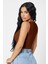Kadın Kahverengi Kare Yaka Crop Top Bluz 2
