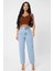 Kadın Kahverengi Kare Yaka Crop Top Bluz 3